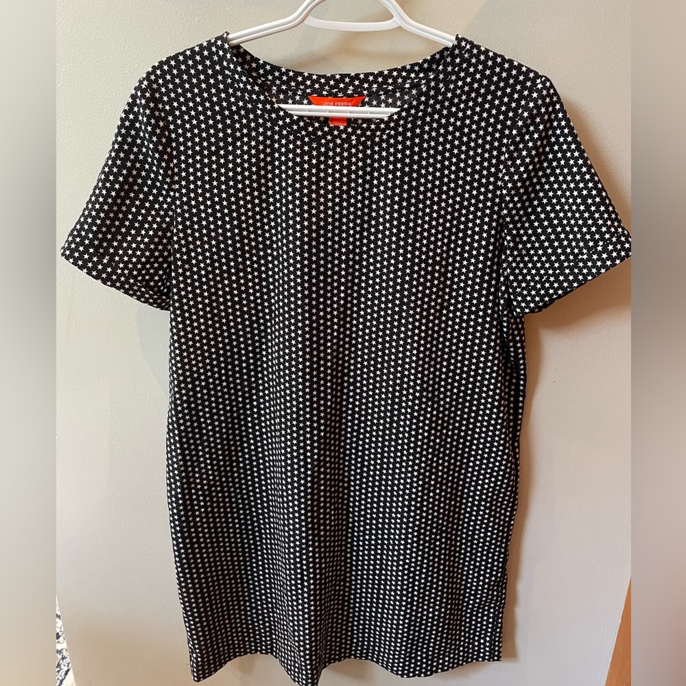 Joe fresh dress with cuffed sleeve, star print, size small (4)